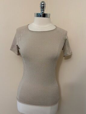 Malo Viscose Beige Fine Short Sleeve Knit M